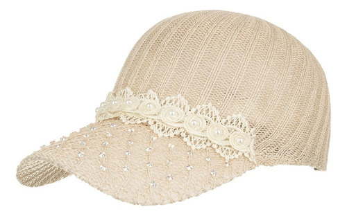 Gorra De Béisbol De Playa Con Pedrería De Encaje Para Mujer