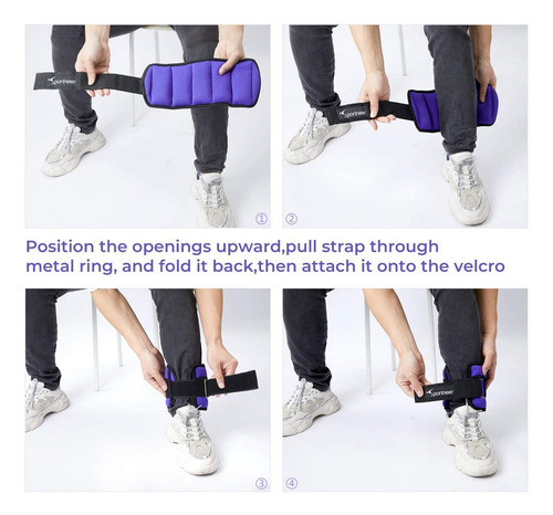 Tobilleras Deportivas Con Peso Ajustable Hasta 5 Lb Violeta