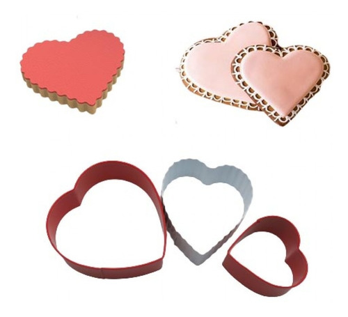 Set Cortadores De Galleta Forma De Corazón X3 Piezas