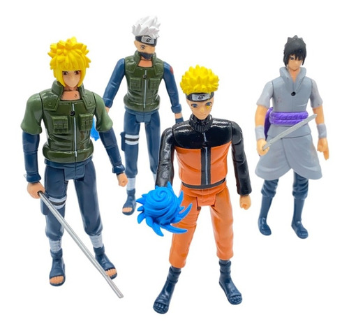 Kit C/4 Bonecos Naruto Uzumaki Articulados Sasuke Kakashi