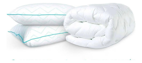 Paquete De 2pzs Almohadas Y Cubrecolchon Soñare Super Suave Blanco Liso Matrimonial