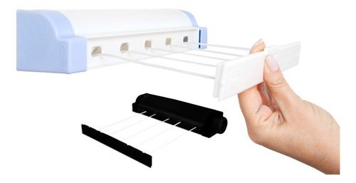 Varal Automático Rotoflex Resistente 5 Cordas Retrátil Cor Preto