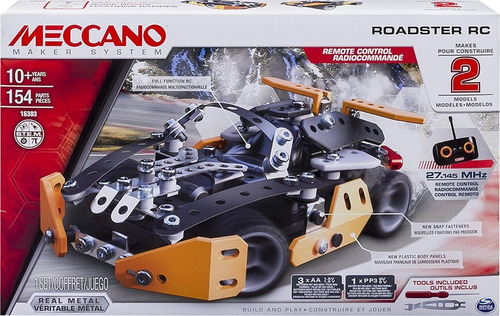 Meccano Erector Roadster Rc Modelo 154 Piezas Color Negro