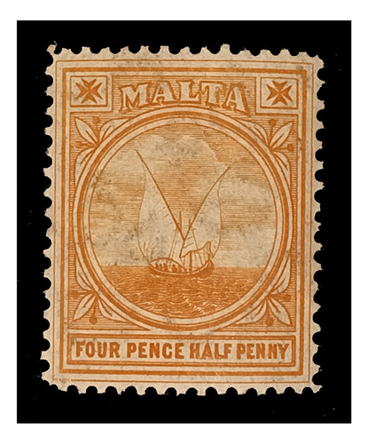 Malta 4 1/2 Pence 1907 Bote A Vela Nv. C/g Yv. 38