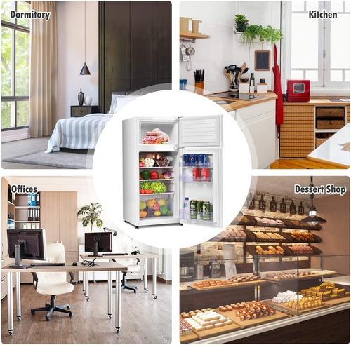Refrigerador De 2 Puertas 3.4ft3 Color Blanco Marca Costway