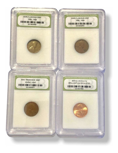 Fantástico Set 4 Monedas 1 Centavo Americanos (Usado)