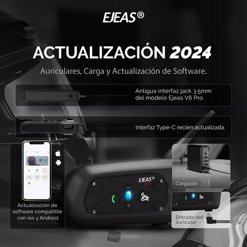 Kit X2 Intercomunicador Casco Moto Ejeas V6 Pro Gaona Motos