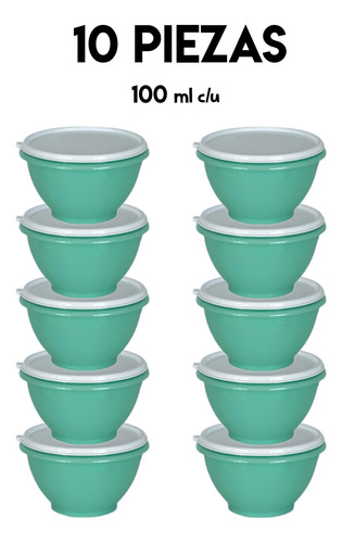 10 Mini Contenedores Plástico Snack Lunch Aderezo 100 Ml C/u