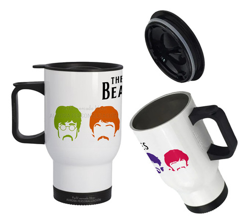 Mug Vaso Termico Viajero Para Carro The Beatles