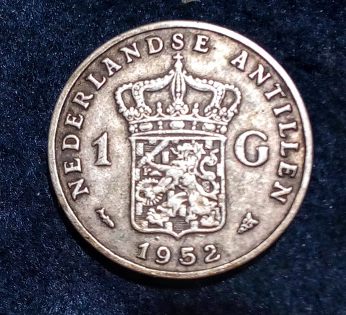 Monedas Antillas Holandesas 1 Gulden 1952. Plata