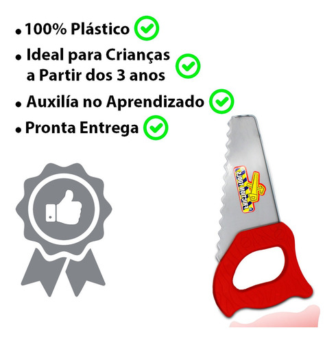 Imagem 2 de 7 de Kit De Ferramenta Infantil Lixadeira Carpinteiro Serra Porca