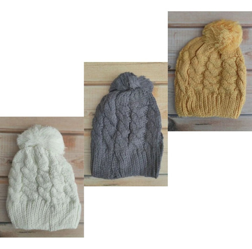 Gorro De Lana Invierno Tejido Con Pon Pon Premium Colores