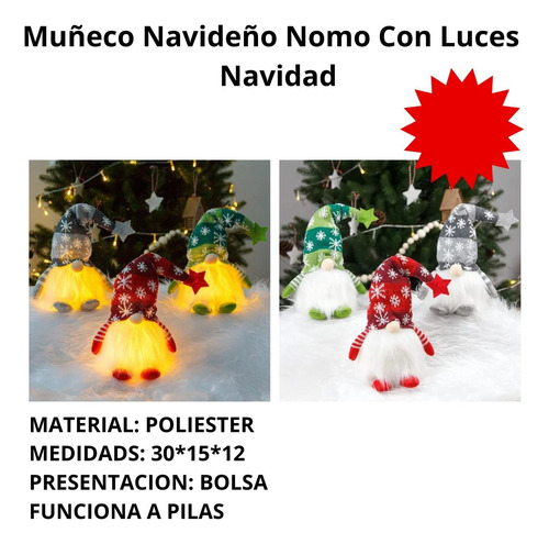 Muñeco Navideño  Nomo Con Luces - Papanoel Navidad Nuevo