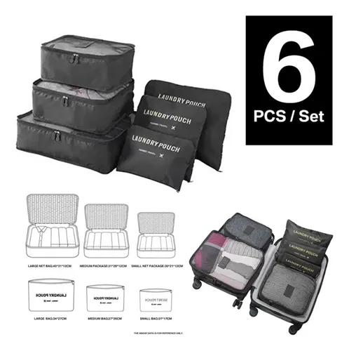 Organizador De Equipaje Para Maleta Kit Viajero X6 Bolsas GENERICO