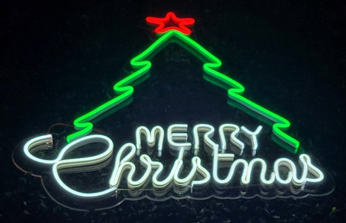 Letrero Led Neon Arbol Navidad Merry Christmas Touch