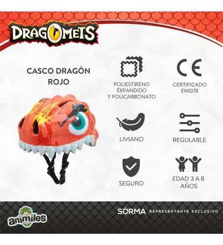 Casco Infantil Crazy Safety Dragón Negro - Las Bicis Naranjas