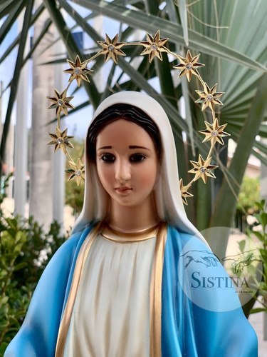 Imagem Nossa Senhora Das Graças - 52cm Resina E Olhos Vidro | Frete grátis