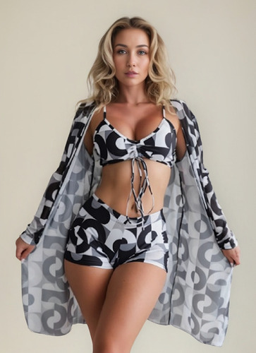 Conjunto De 3 Piezas Traje De Baño Playa Para Mujer
