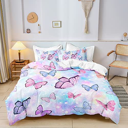 Juego De Funda Nórdica Cama Twin Mariposas Y Arco Iris...