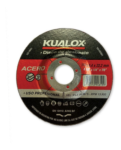 Discos Desbaste Metal Abrasivo Amoladora 115 X 6 Mm X 5uni. Color Negro