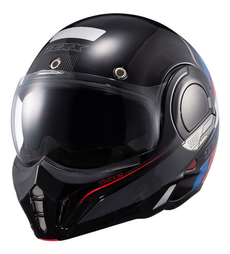 Capacete Texx Stratos Journey Articulado Abre 180 Robocop Cor Preto Desenho Solid Tamanho do capacete 56