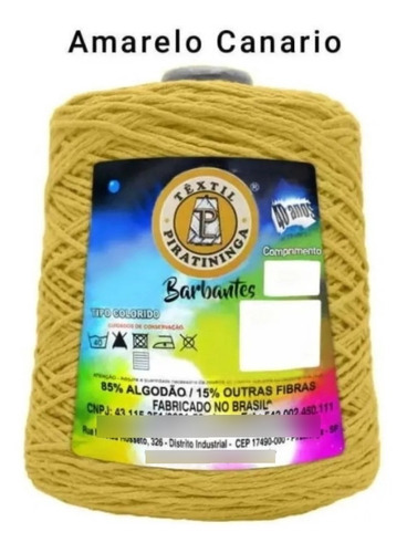 Barbante Colorido Número 6 Para Crochê E Artesanatos 1kg Cor Amarelo Canário