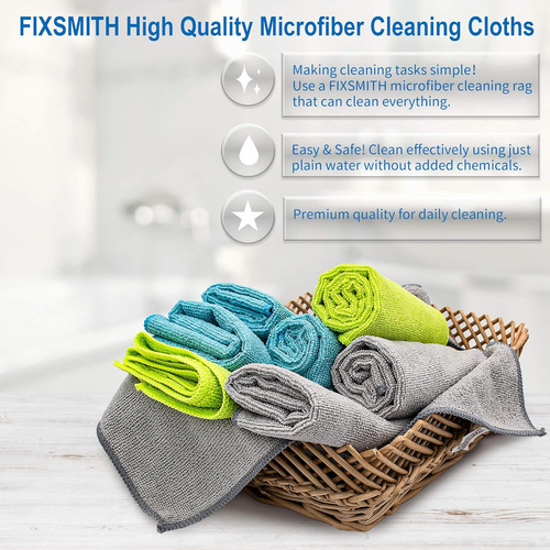 Paño De Limpieza De Microfibra Fixsmith, Paquete De 8, Tamañ