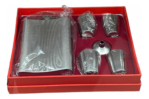 Set Petaca Para Whisky Vasos Shot Regalo Coctelera Viaje 8oz