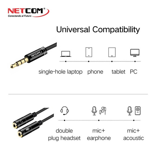 Adaptador Unir Separar Audifonos Microfono Pc Laptop Celular