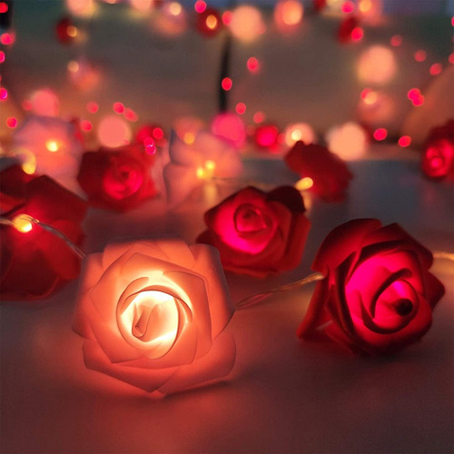 Extensión Luces Led 40 Rosas 6m Rosada Y Roja Eventos Decor