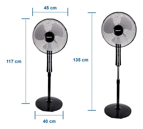 Ventilador De Pedestal Daewoo Di-1689axk 16pul 3 Vel