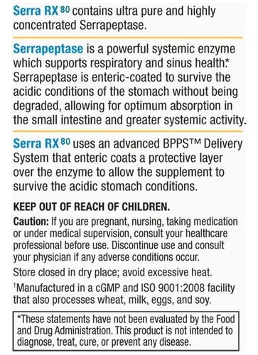 Imagen 3 de 4 de Serra-rx 80.000 Su Serrapeptase 180 Cápsulas Vegetales