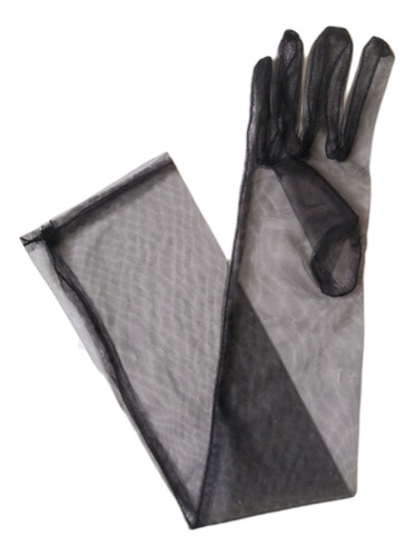 (bk-1) Guantes Largos De Tul Transparente De 55 Cm, Ultrafin