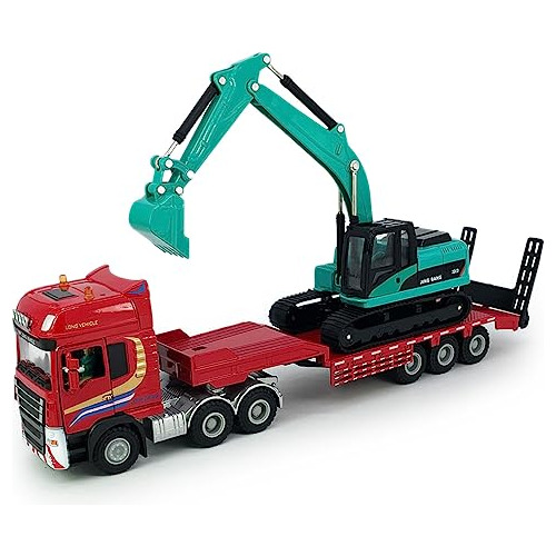 Flatbed Truck Toy With Crawler Excavator Toy Tractor Se...