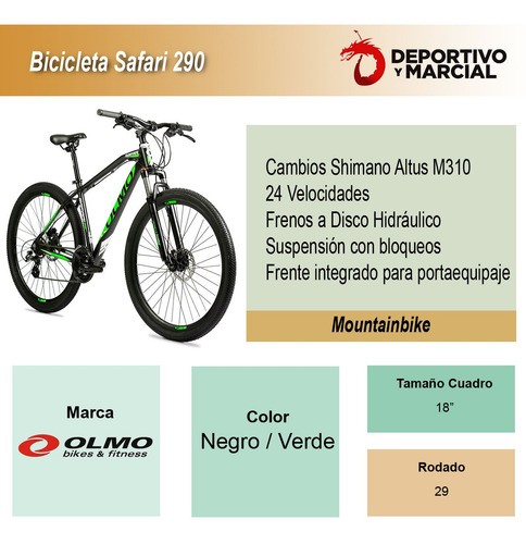 Imagen 3 de 9 de Bicicleta Safari 290+ Disc Olmo Rodado 29 - 24v - T18 En3x