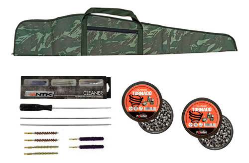 Kit Capa Camuflada 120cm + Limpeza Ntk + 2 Chumbinhos 5.5mm