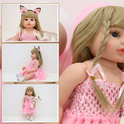 Bebê Reborn corpo todo em silicone boneca princesa Coelhinho 55cm