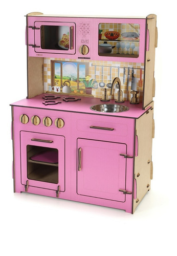 Cocina De Madera Para Chicos Cocinita De Juguete Infantil Color Rosa