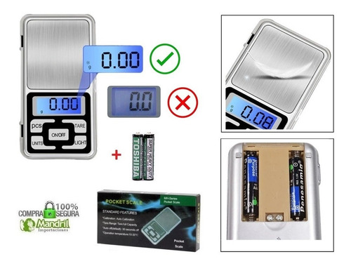 Balanza Gramera Digital Portatil 0.01gr/500gr Plata Joya Oro