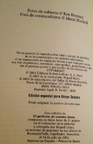El Perfume De Nuestra Tierra - Kenizé Mourad - Océano (Usado)