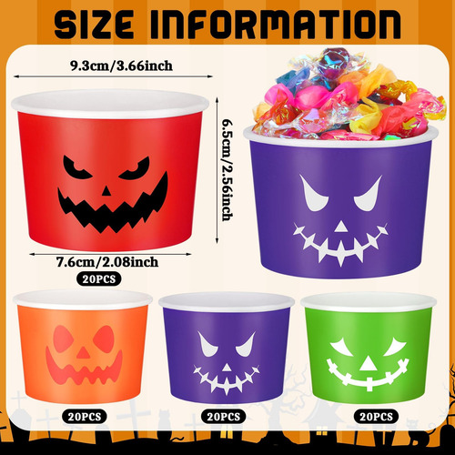 Uiifan 80 Piezas 8 Oz Vasos Desechables De Halloween Vasos D
