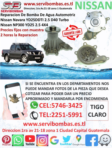 Bombas De Agua Automotrices Nissan Patrol,urvan,zd30,navara