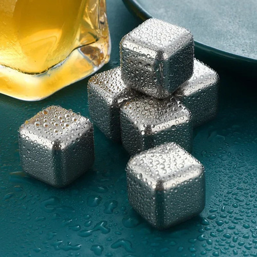 Kit 12 Cubos De Gelo Inox Pedras Reutilizáveis Bebida Drinks