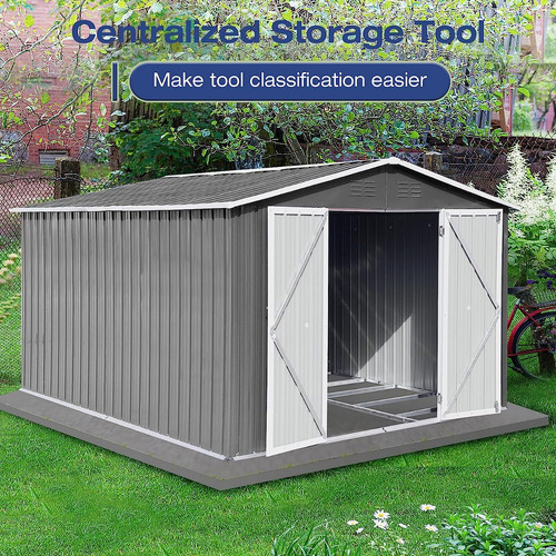 Cobertizo Para Exterior Metal Color Gris 10x8ft Lyromix