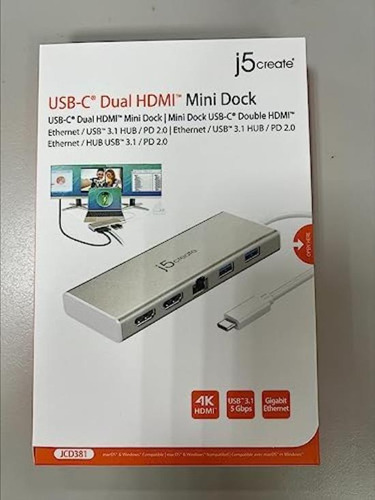 J5create Mini Dock Usb-c: Concentrador Tipo C Con 2x Hdmi, 2
