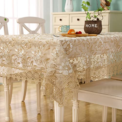 Mantel Rectangular De Encaje Dorado 60 X 84 Pulgadas