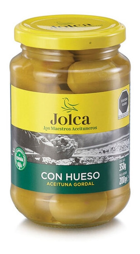 Aceituna Verde Gordal Con Hueso Jolca Frasco 350g