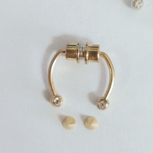 Anillo De Nariz Falsa Con Imán De Acero Inoxidable Dorado, A