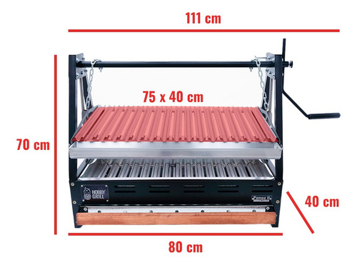Paquete Hobby Grill Asador De Carbon Pampa Ii Emp Funda Color Negro