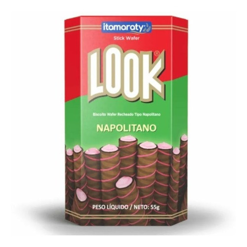 Biscoito Look Wafer Recheado Sabor Napolitano 55g